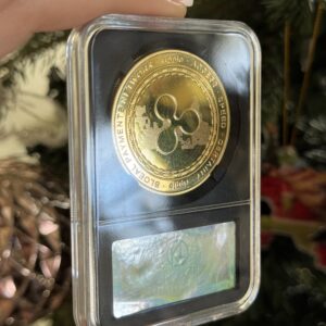 XRP Physical Coin, Golden Color Coin in Plastic Protective Case